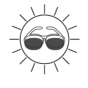 Illustration of darkened lenses under the sun.