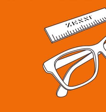 Illustration of glasses next to a Zenni PD ruler.