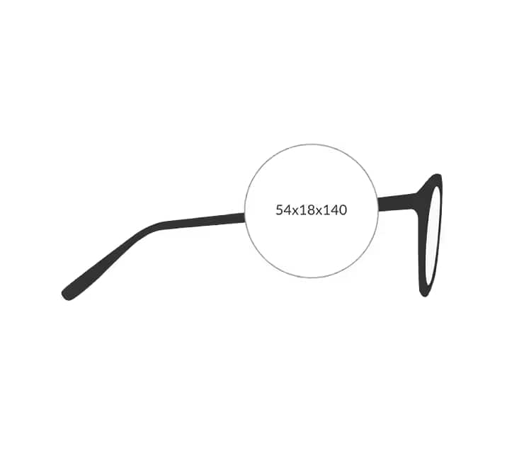 frame measurements inscribed inside temple arm to find the right size glasses