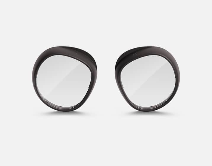 Two Zenni VR lens inserts are standing upright with a light gray background.