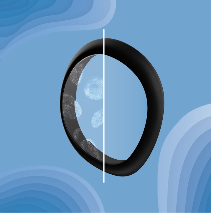 Zenni Oil-Resistant VR lens for Meta Quest 3, half clear, revealing smudge-resistance on a blue background.