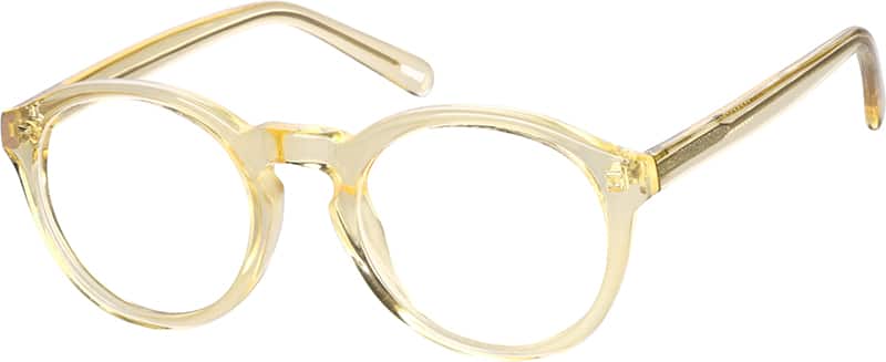 Angle view of Round Glasses 100422 in Yellow