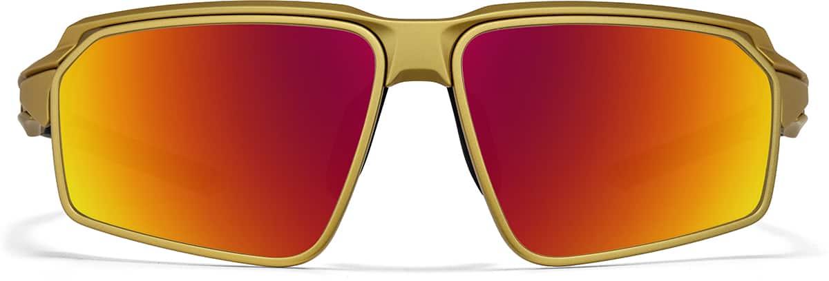 Front view of Zunnies - Rectangle Wrap-Around Sunglasses 1010114 in Gold
