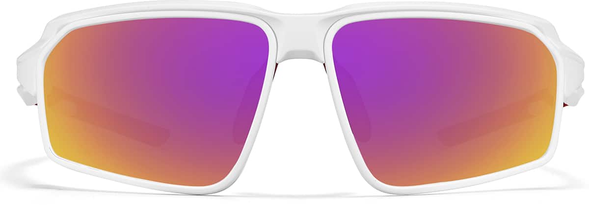 Front view of Zunnies - Rectangle Wrap-Around Sunglasses 1010130 in White