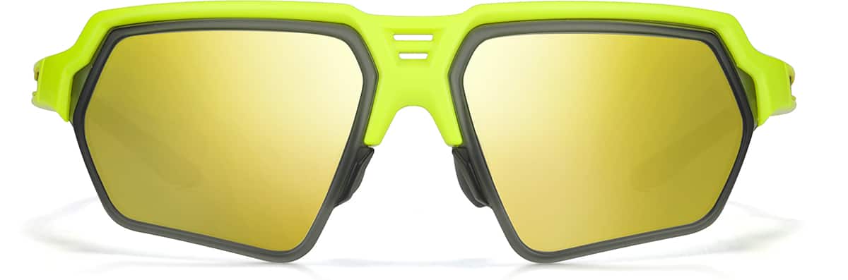 Front view of Zunnies - Wrap-Around Sunglasses 1010312 in Chartreuse and Gray