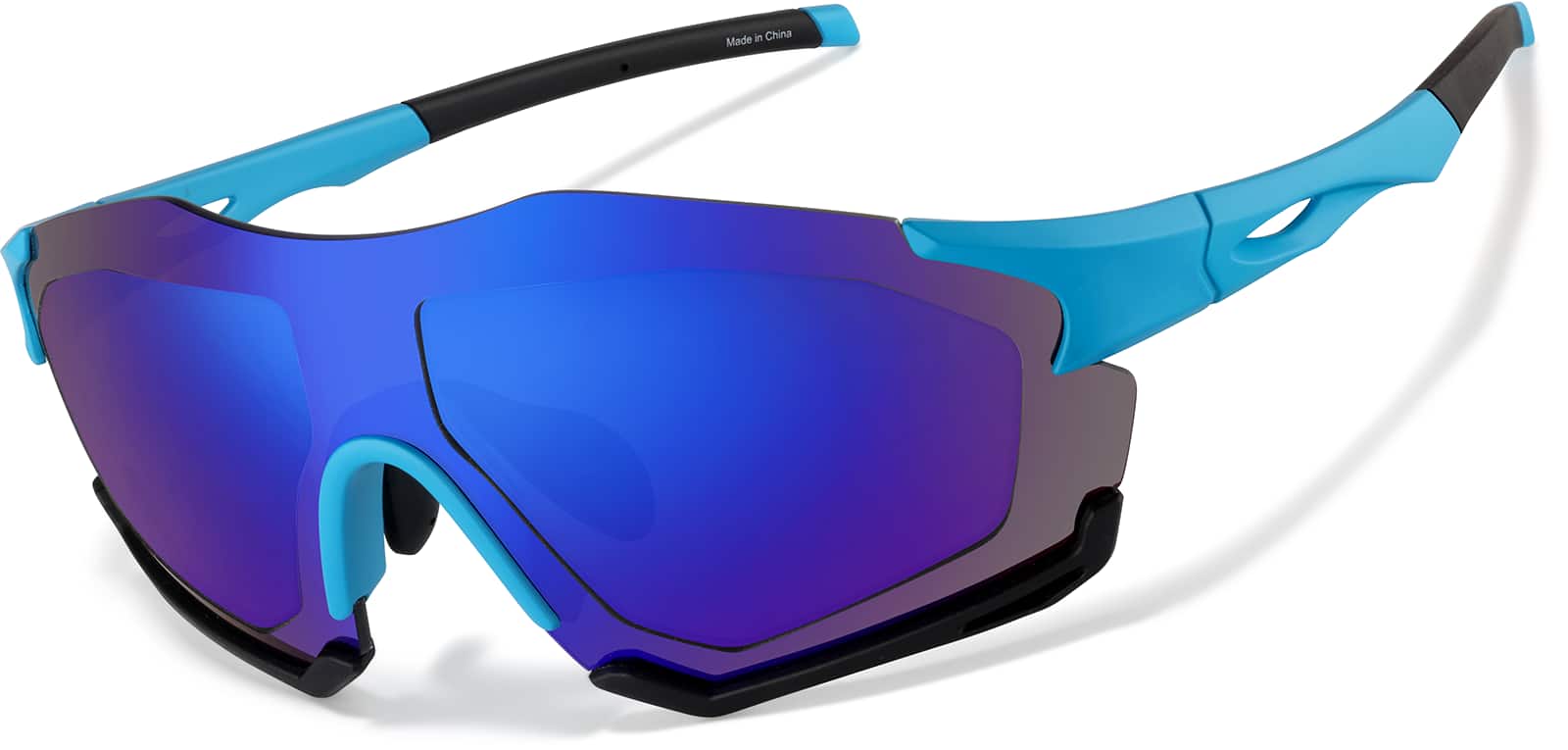 Angle view of Zunnies - Wrap-Around Visor Sunglasses 1010521 in Black and Blue