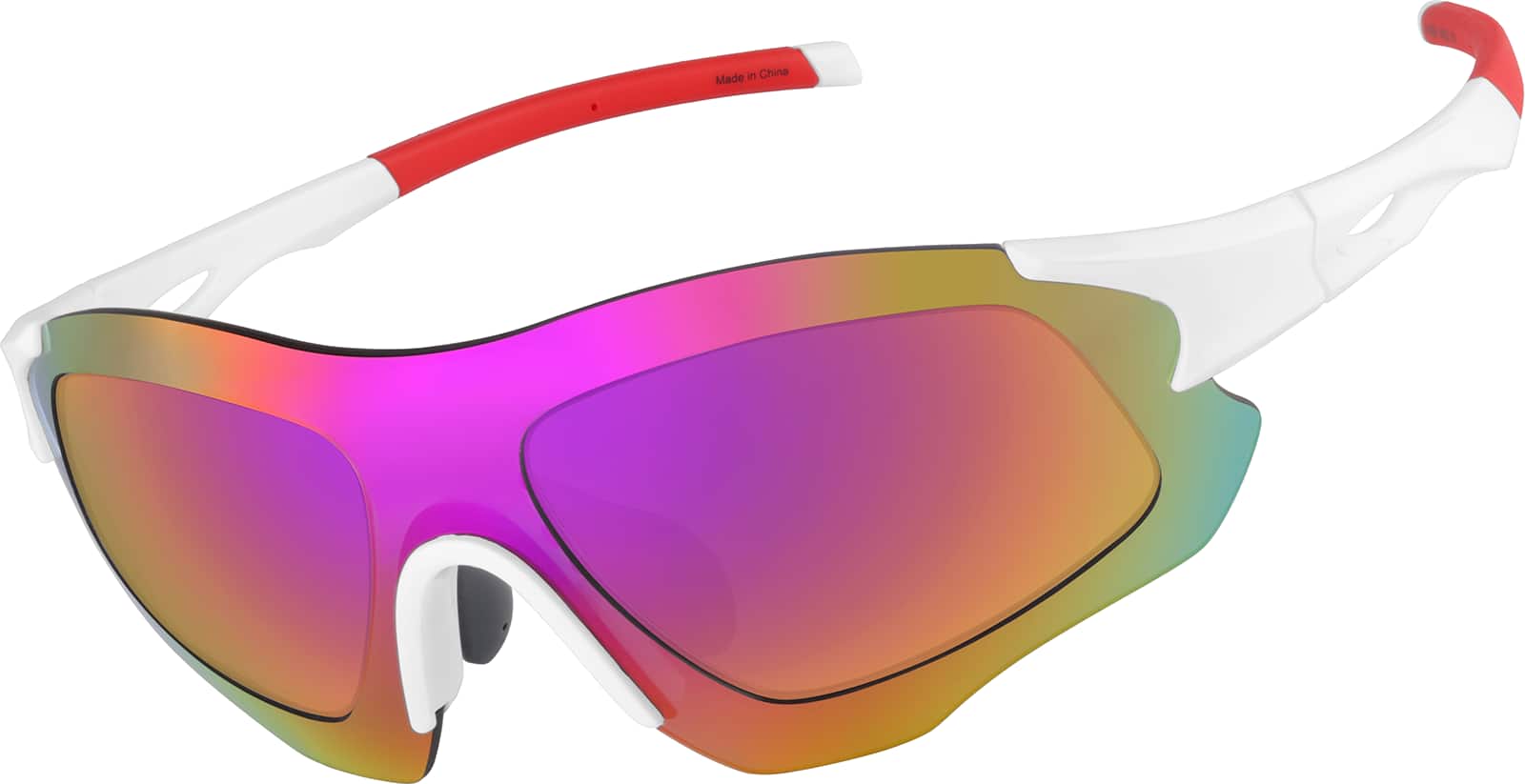 Angle view of Zunnies - Wrap-Around Shield Sunglasses 1010830 in White with Rose Gold Mirror