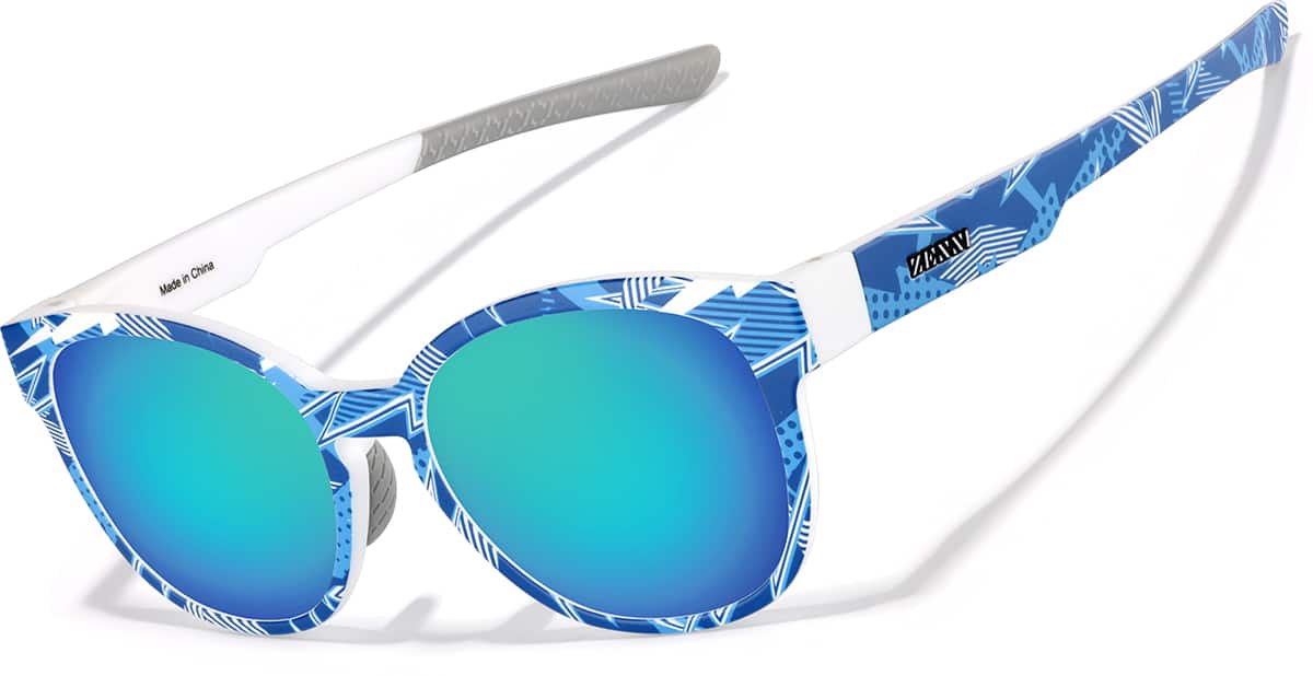 Angle view of Zunnies - Square Sports Sunglasses 1013516 in Blue Pattern