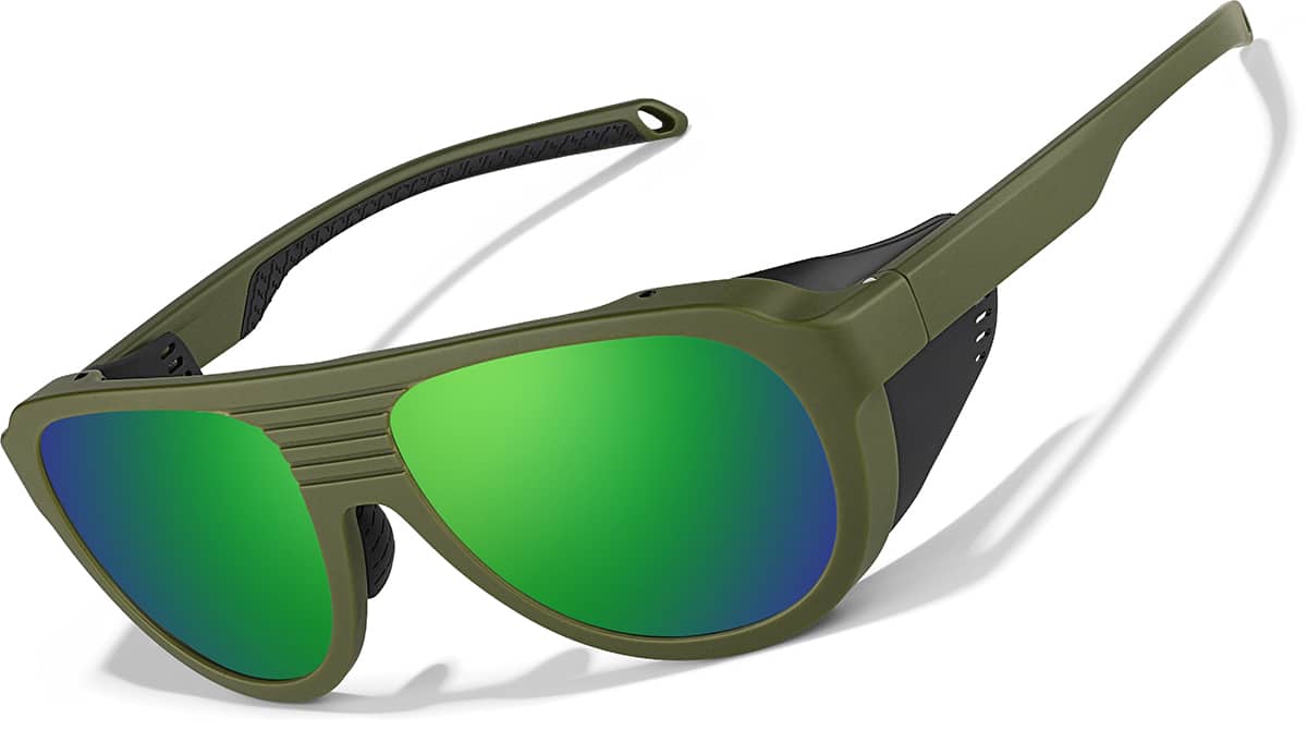 Angle view of Zunnies - Aviator Sports Sunglasses 1013824 in Army Green