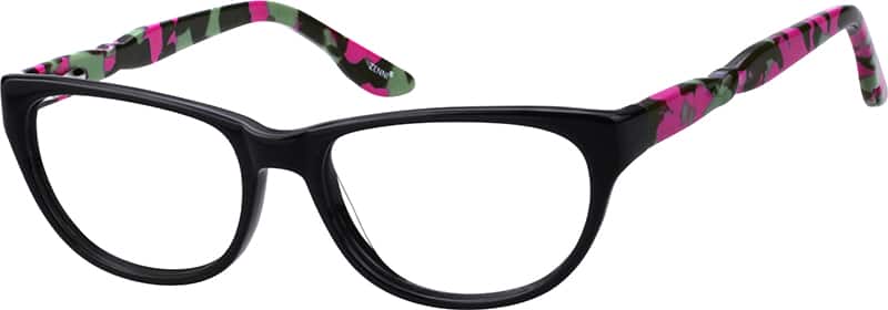 Angle view of Oval Glasses 102521 in Black