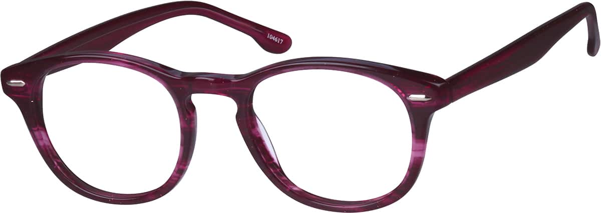 Angle view of Round Glasses 104617 in Purple