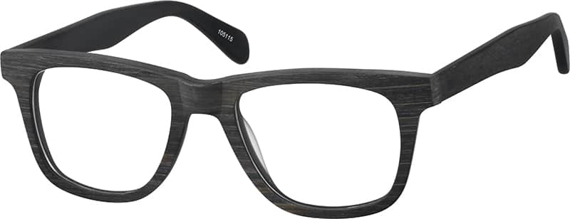 Angle view of Square Glasses 105115 in Wood Texture