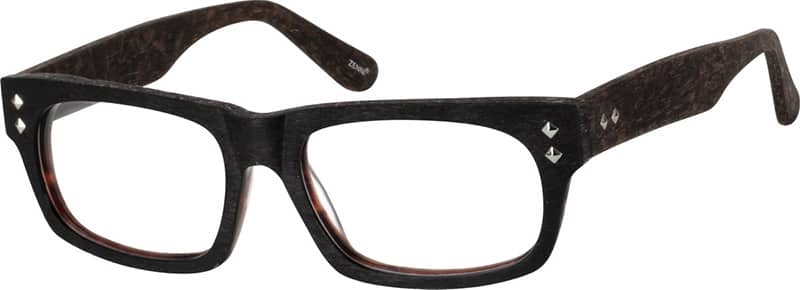 Angle view of Rectangle Glasses 106415 in Wood Texture