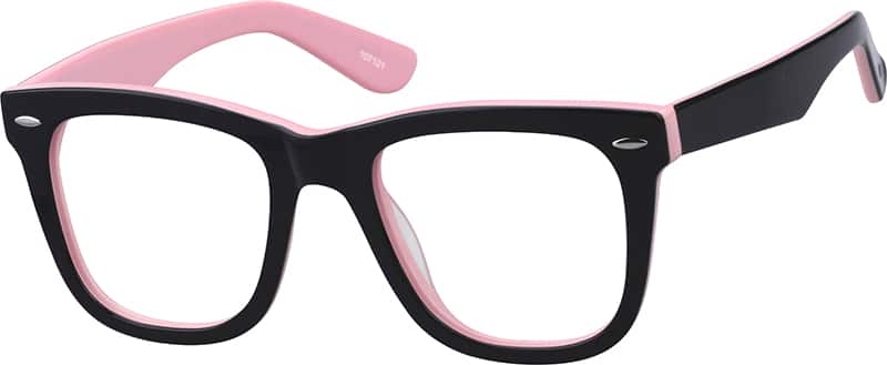 Angle view of Square Glasses 107121 in Black