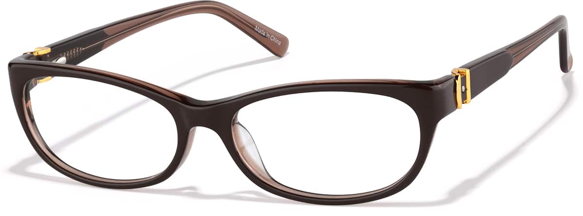 Angle view of Rectangle Glasses 108615 in Brown