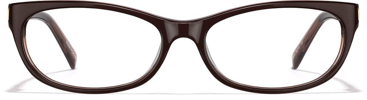 Front view of Rectangle Glasses 108615 in Brown
