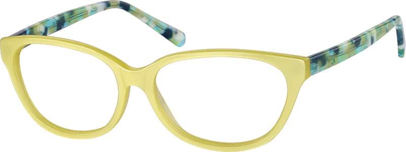 Angle view of Cat-Eye Glasses 111222 in Yellow