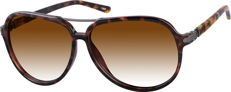 Angle view of Premium Aviator Sunglasses 1115525 in Tortoiseshell