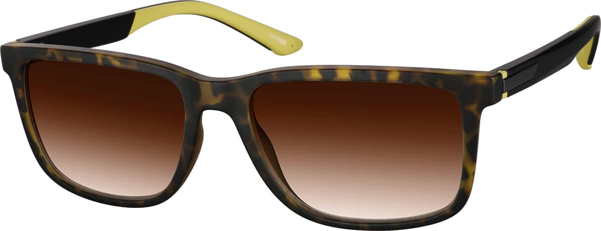 Angle view of Rectangle Sunglasses 1117025 in Tortoiseshell