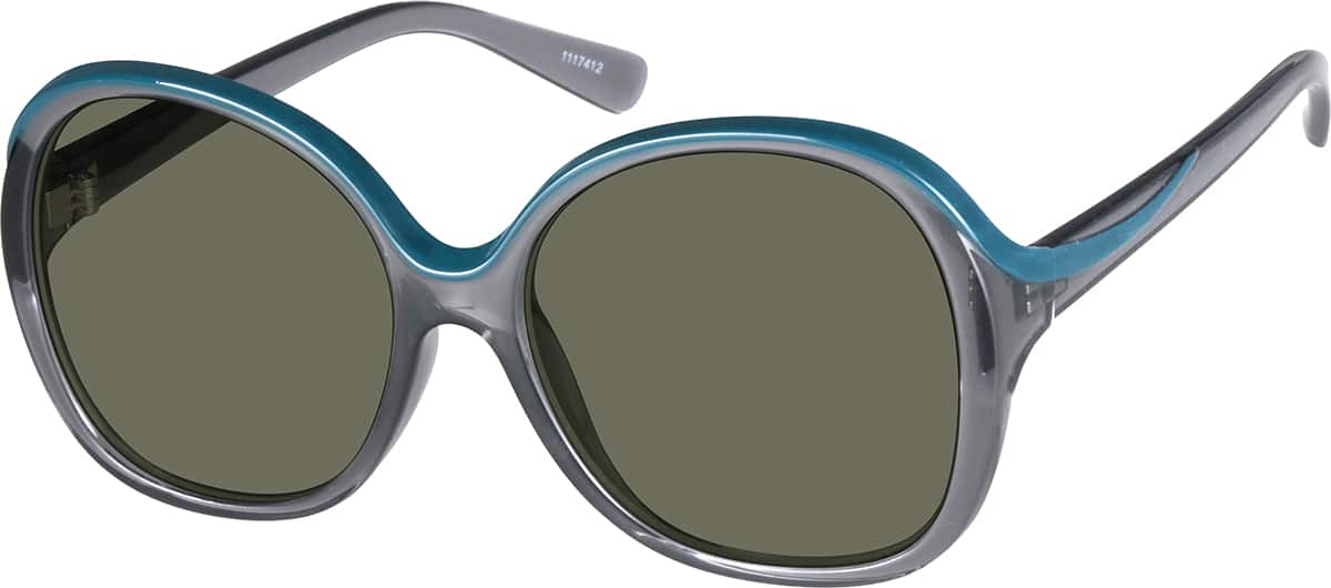 Angle view of Premium Square Sunglasses 1117412 in Translucent Gray