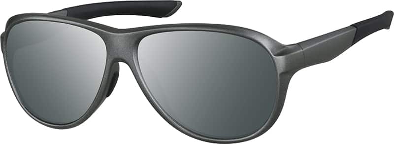 Angle view of Premium Aviator Sunglasses 1118412 in Gray-black