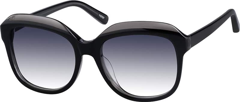 Angle view of Premium Square Sunglasses 112721 in Black