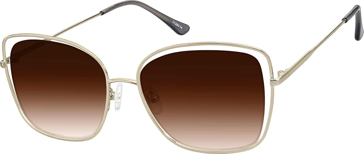 Angle view of Premium Cat Eye Sunglasses 1129314 in Gold