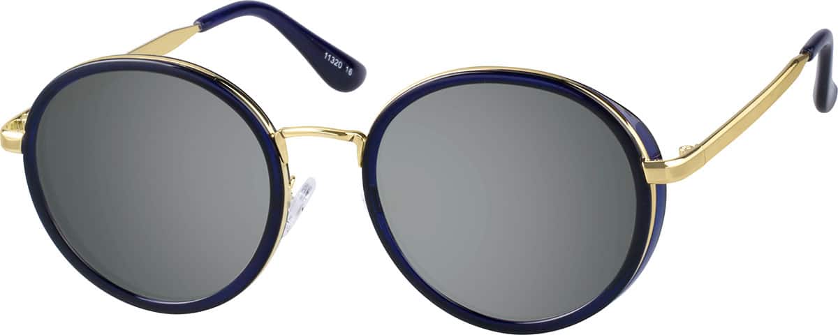 Angle view of Premium Round Sunglasses 1132016 in Blue