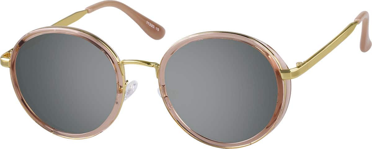 Angle view of Premium Round Sunglasses 1132019 in Pink