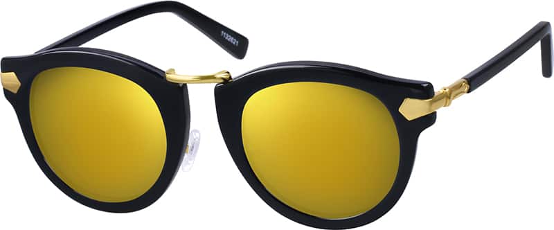 Angle view of Premium Round Sunglasses 1132621 in Black