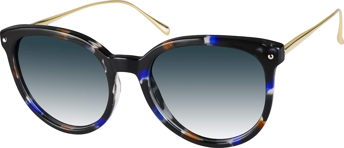 Angle view of Premium Round Sunglasses 1133139 in Black Pattern