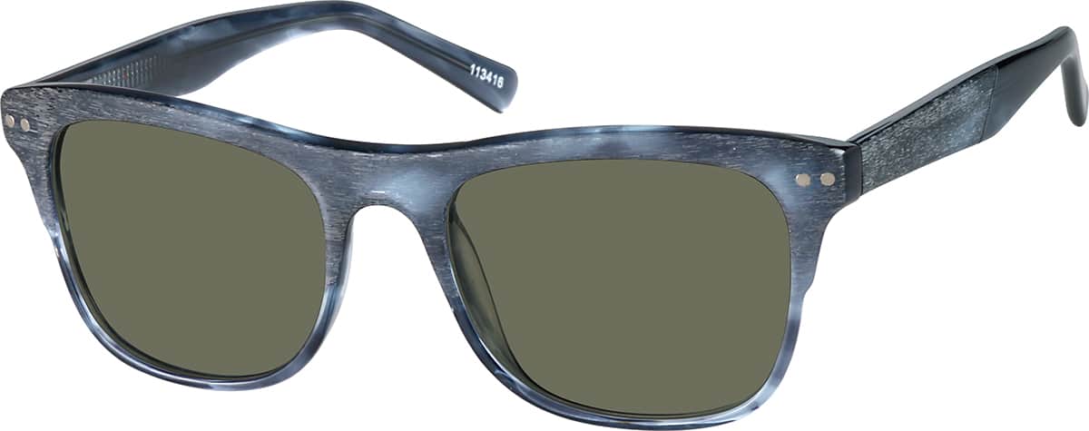 Angle view of Premium Square Sunglasses 113416 in Midnight