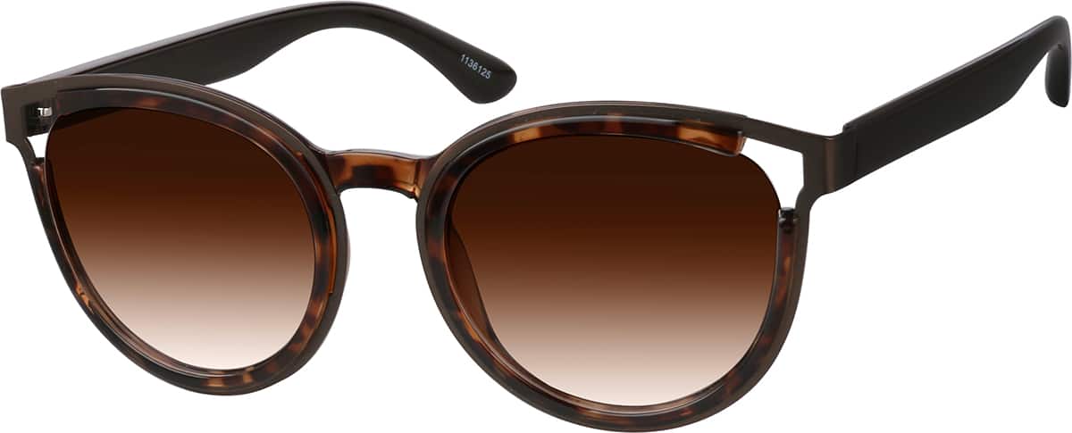 Angle view of Premium Round Sunglasses 1136125 in Tortoiseshell