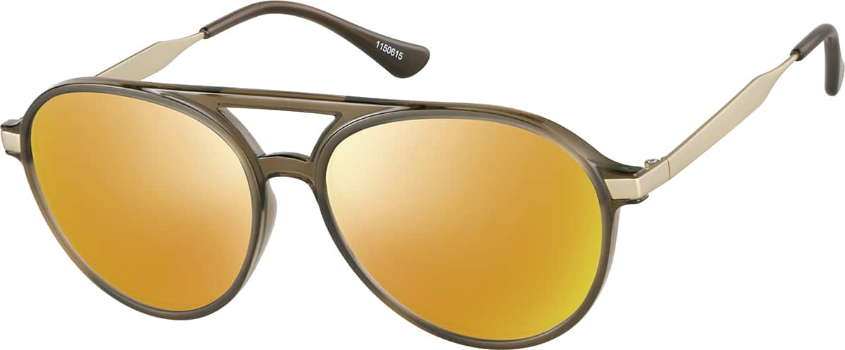 Angle view of Premium Aviator Sunglasses 1150615 in Brown