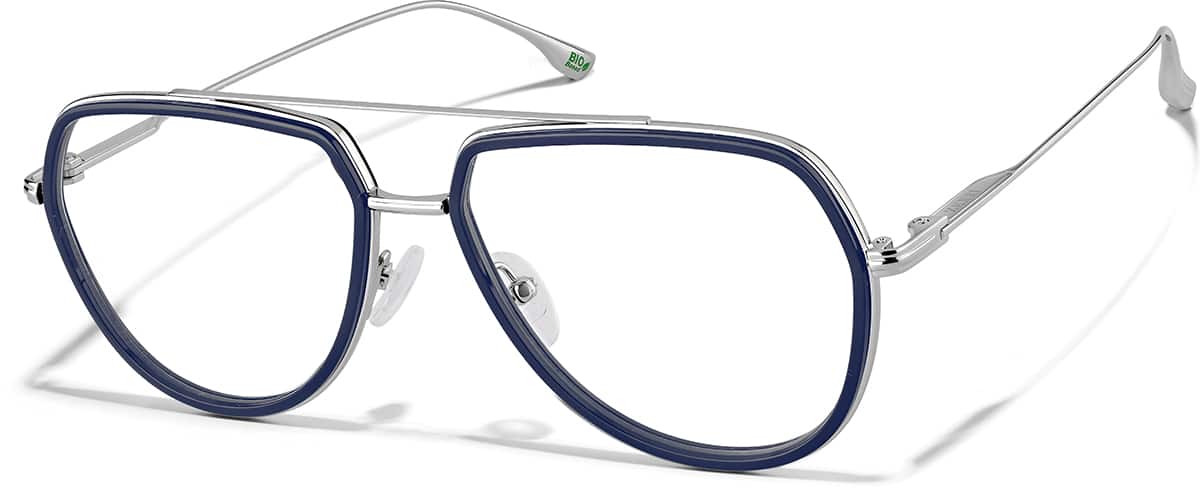 Angle view of Aviator Glasses 1152316 in Navy and Silver