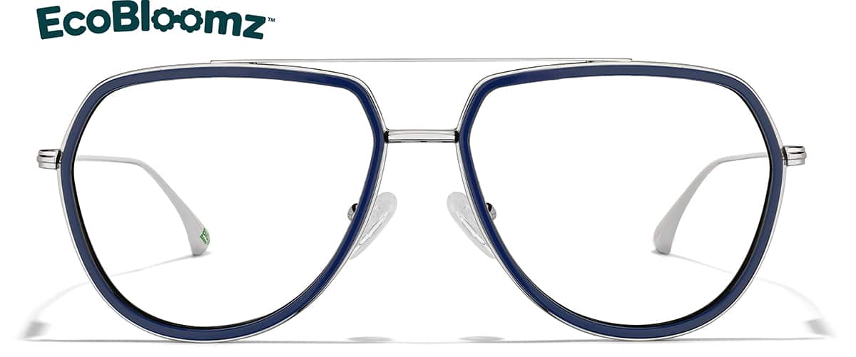 Front view of Aviator Glasses 1152316 in Navy and Silver