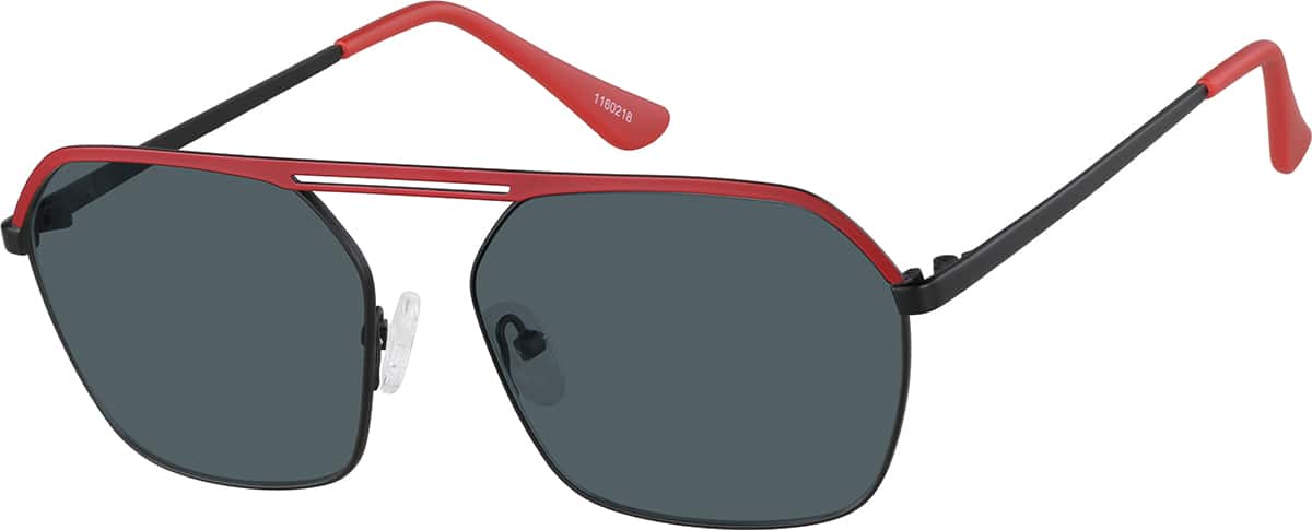 Angle view of Premium Aviator Sunglasses 1160218 in Crimson