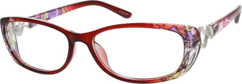 Angle view of Oval Glasses 121118 in Red