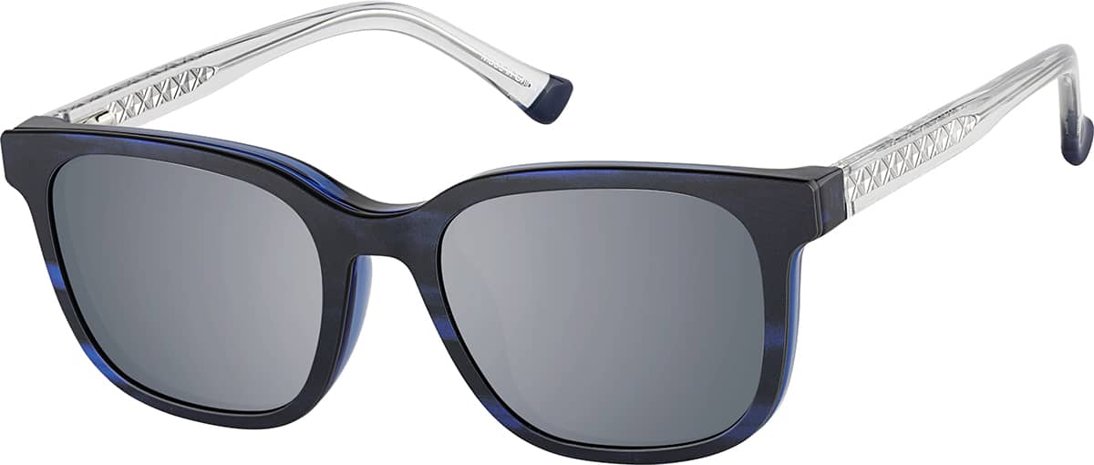 Angle view of Square Clip-on Sunglasses 1213316 in Blue