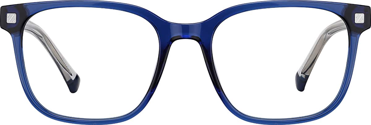 Front view without clip-on of Square Clip-on Sunglasses 1213316 in Blue