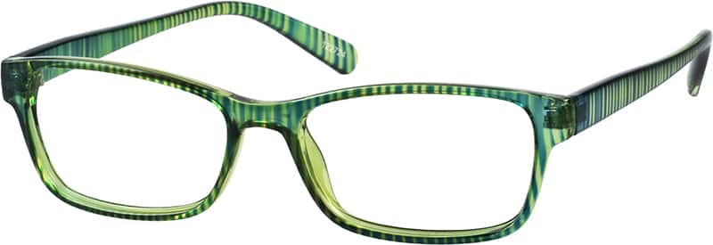 Angle view of Rectangle Glasses 122724 in Green