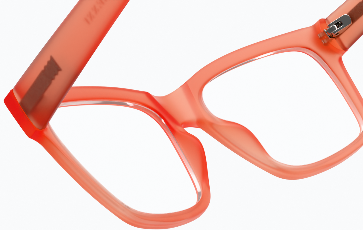 See-through view of Square Glasses 124219 in Coral