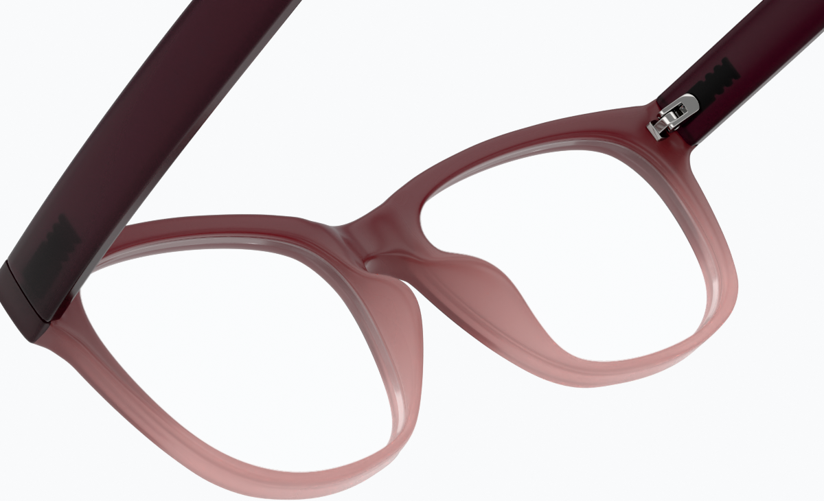 See-through view of Square Glasses 124918 in Maroon