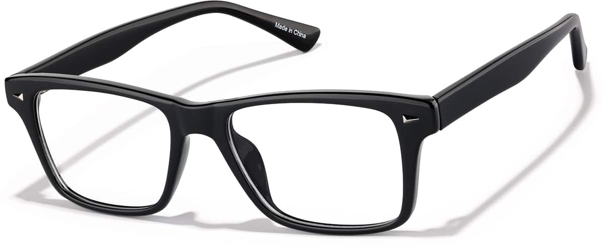 Angle view of Rectangle Glasses 126021 in Black