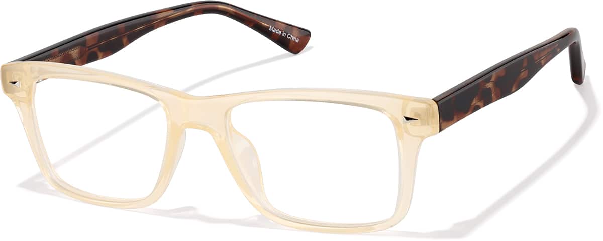Angle view of Rectangle Glasses 126022 in Yellow