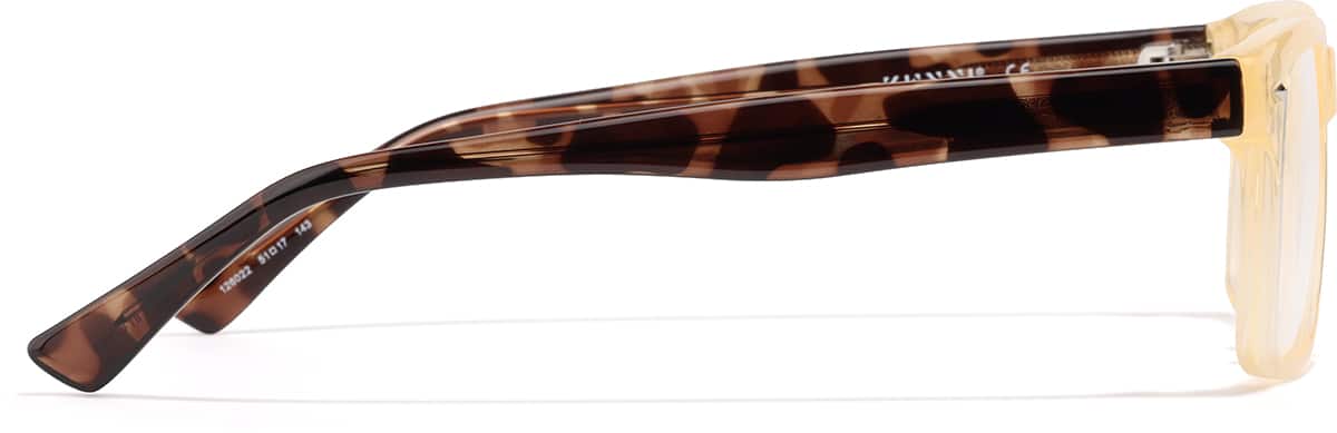 Side view of Rectangle Glasses 126022 in Yellow