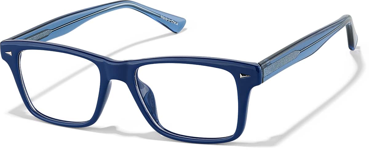 Angle view of Rectangle Glasses 126036 in Blue