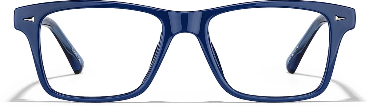 Front view of Rectangle Glasses 126036 in Blue