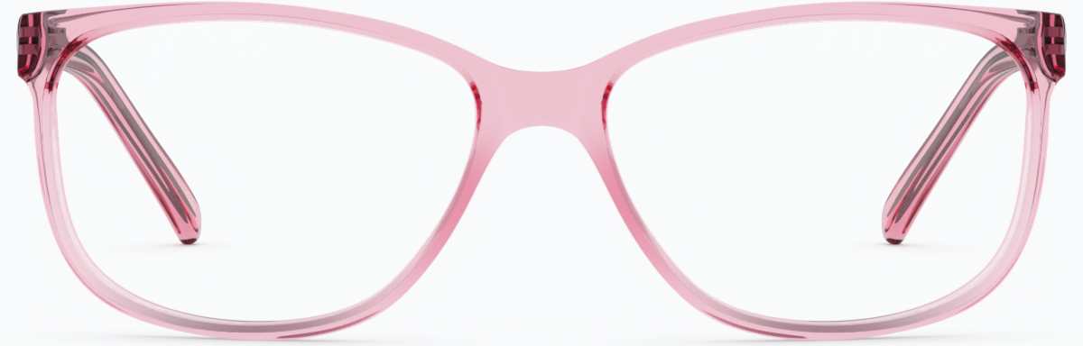Front view of Rectangle Glasses 128019 in Pink