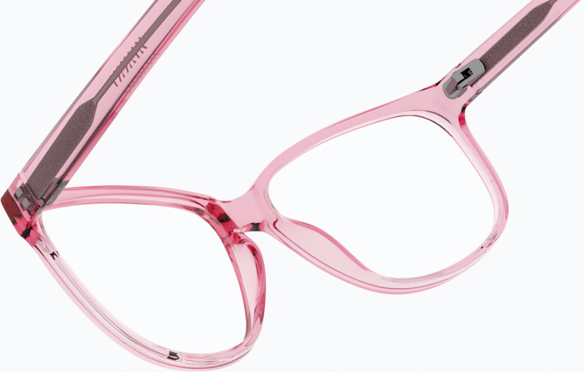 See-through view of Rectangle Glasses 128019 in Pink